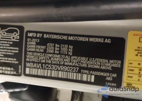 2013 BMW X1 xDrive28I из США, поврежденный, VIN WBAVL1C53DVR90237